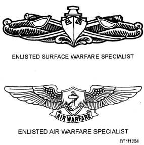 Enlisted Surface Warfare Specialist Insignia and Enlisted Air Warfare Specialist Insignia