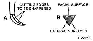 Sickle sealer: A. Tip of sickle sealer; B. Cross section